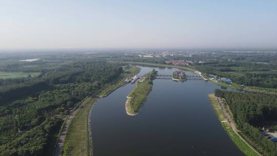 航拍北京通州北运河榆林庄船闸视频素材模板下载