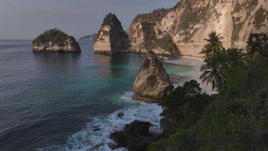 HDR印尼佩尼达岛钻石海滩航拍岛屿风光