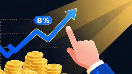 手指点击增长图表与金币画面