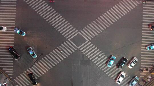 湖南长沙黄兴路步行街夜景航拍