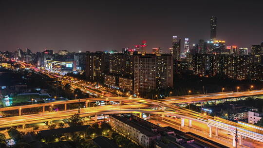 北京大郊亭桥夜景车流风光延时