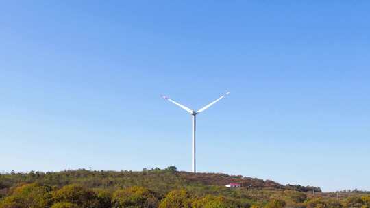 自然风景止马岭风景区风轮机新能源发电航拍