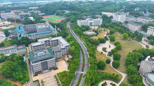 湖北武汉大学文理学部校区航拍校园珞珈山风视频素材模板下载