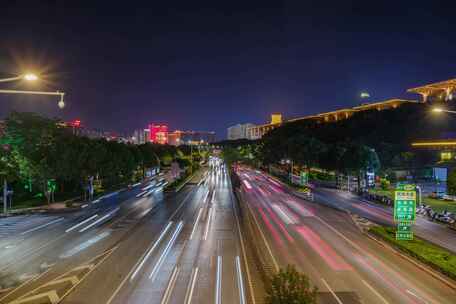 南宁城市街道街景交通高速公路车流夜景延时