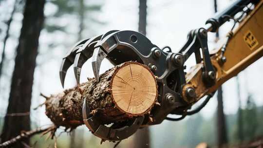 机械抓握木材场景