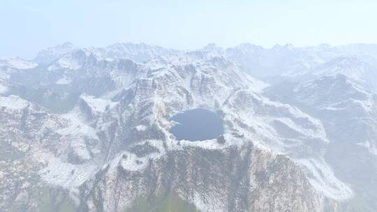 高山湖泊山脉云层雾气三维动画