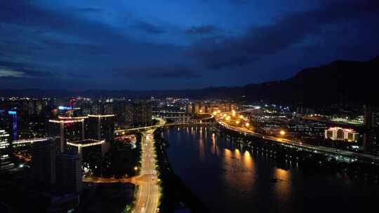 福建福州大景城市夜景灯光航拍