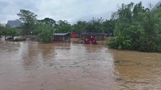 桂林夏季暴雨洪水航拍