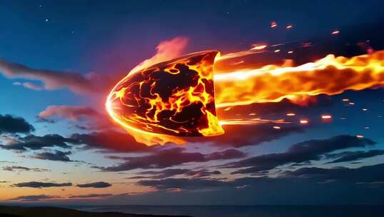 火焰流星划过天空素材