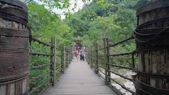 成都青城山后山峡谷森林步道溪流自然景观