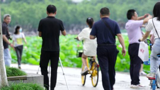 杭州城市空镜 人流 西湖 车流