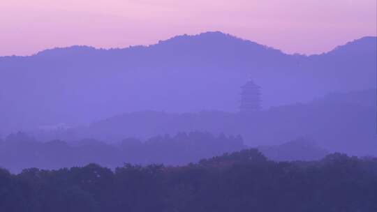 杭州西湖雷峰塔晨曦风景