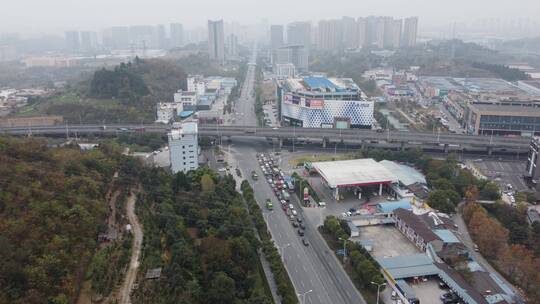 航拍湖北宜昌西陵区城市建筑