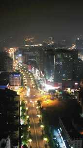 安徽滁州城市夜景灯光竖屏航拍