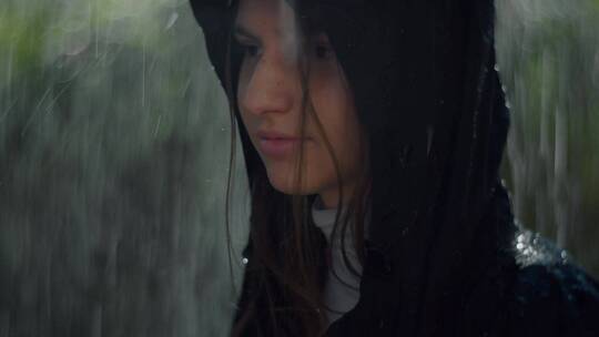 雨中的女人视频素材模板下载