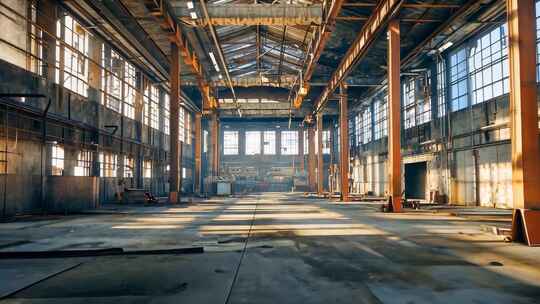 旧厂空间废弃厂房 艺术涂鸦光影变幻工业遗