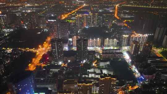 杭州钱塘新区文泽路夜晚夜景车流延时