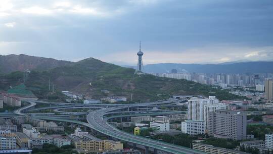 青海 西宁全景 航拍 西宁市大全景 延时摄影