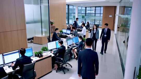 商务人士办公室工作走动场景