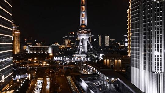 上海陆家嘴夜景延时摄影视频素材模板下载