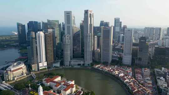 新加坡市中心CBD商务区航拍