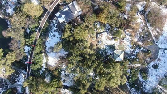 山东济南泉城公园冬天雪景航拍