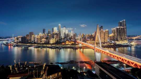 重庆城市桥梁夜景俯瞰