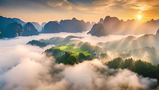 山间云海日出全景