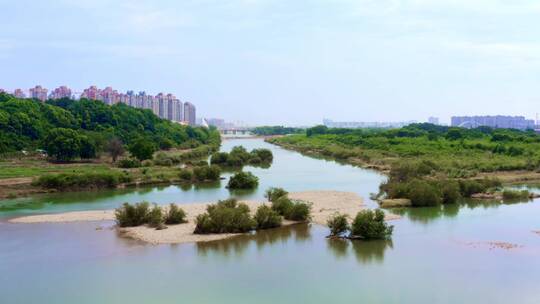 衢江自然风貌和衢州现代城市风光航拍