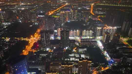 杭州钱塘新区下沙夜晚夜景车流延时