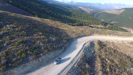 越野车上坡走树林山路