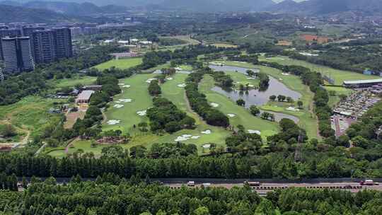 杭州亚运会西湖国际高尔夫俱乐部球馆航拍