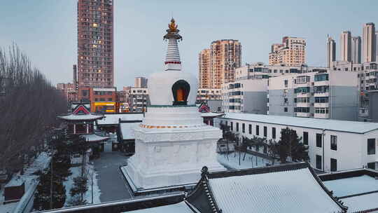 沈阳西塔冬季航拍城市风景视频素材模板下载