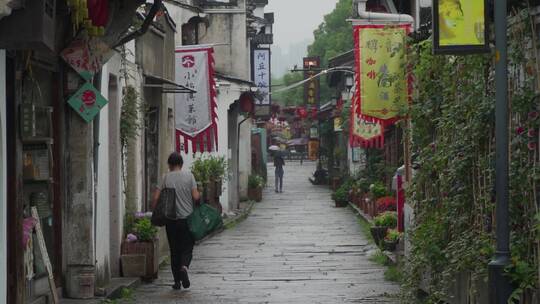 绍兴仓桥直街古街道风景视频