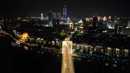 航拍广西柳州红光大桥夜景