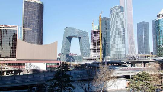 北京CBD高楼大厦视频素材模板下载