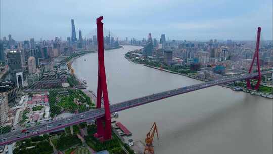 上海市黄浦区南浦大桥城市车流交通运输夜晚视频素材模板下载