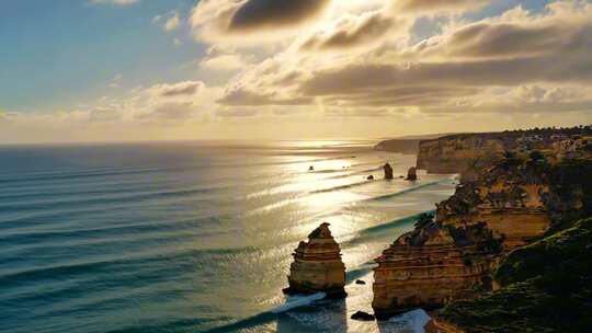 大美中国壮丽海岸线海浪日出日落纪录片