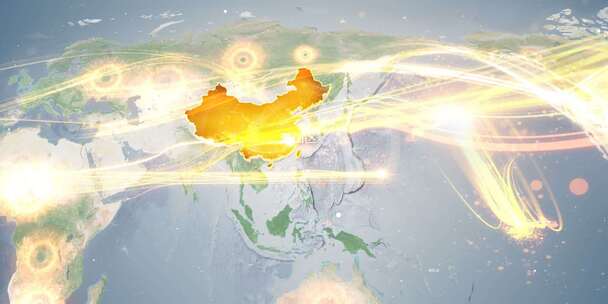 杭州市萧山区地图辐射到世界覆盖全球连线 14