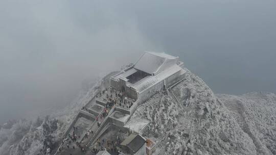 航拍南岳雾凇雪景