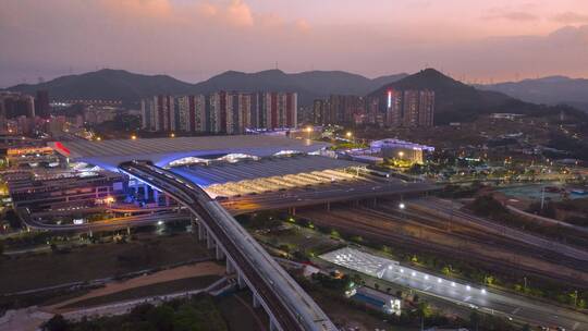 深圳北站夜景航拍延时视频素材模板下载