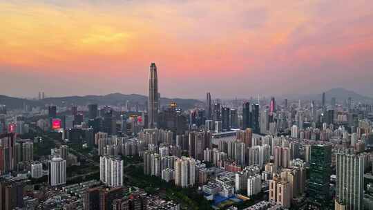 深圳福田CBD大湾区平安大厦夜景蓝调航拍