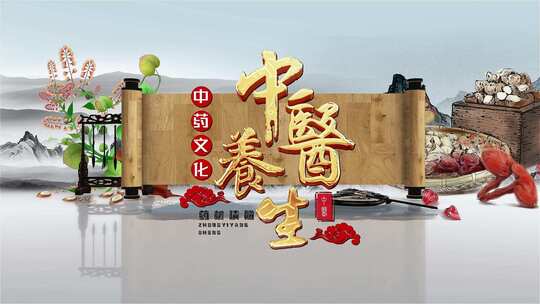 三维水墨中国传统中药文化模板