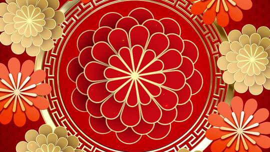 4K大气中国风花朵年会背景视频