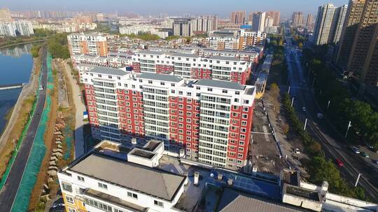 航拍陕西城市现代化发展建筑