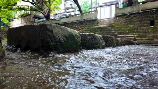 古镇溪流小河流水慢镜头4K