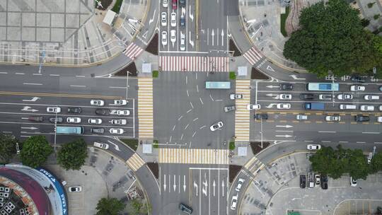 城市十字路交通动态航拍