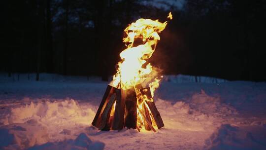 燃烧的火堆火堆生火燃烧火焰