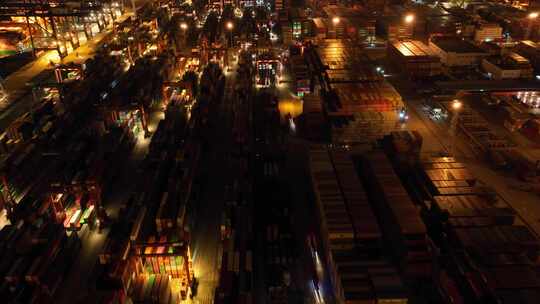 深圳盐田港港口夜景航拍