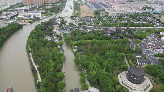 江苏苏州寒山寺航拍视频素材模板下载